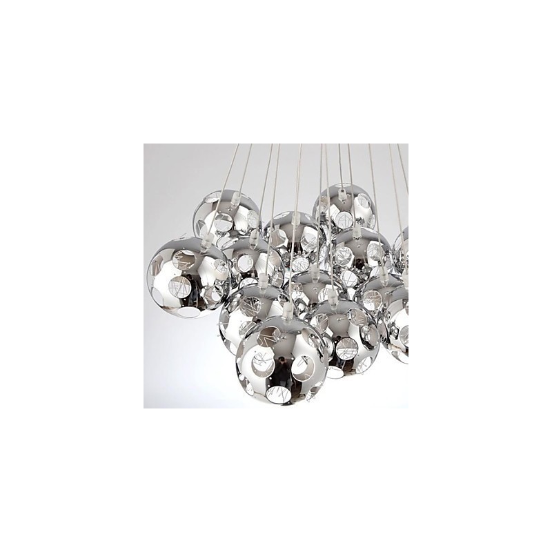 Modern Contemporary Globe Chrome Metal Pendant Light