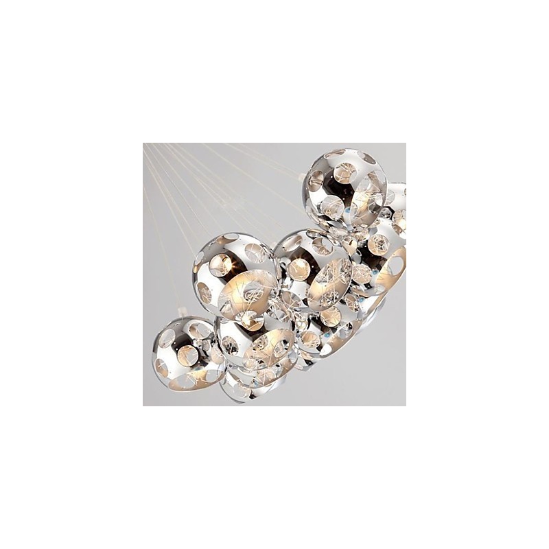 Modern Contemporary Globe Chrome Metal Pendant Light