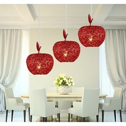 Woven Aluminum Chandelier With Three Head Lamp Apple