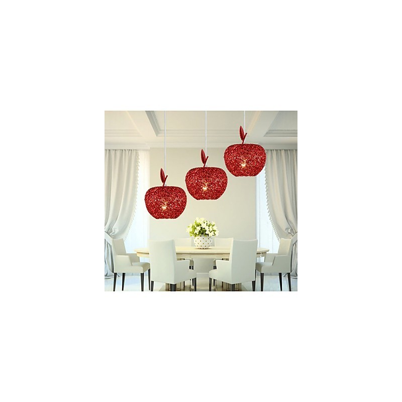 Woven Aluminum Chandelier With Three Head Lamp Apple