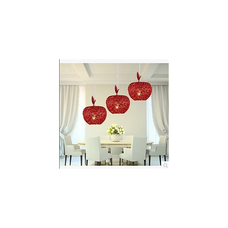 Woven Aluminum Chandelier With Three Head Lamp Apple