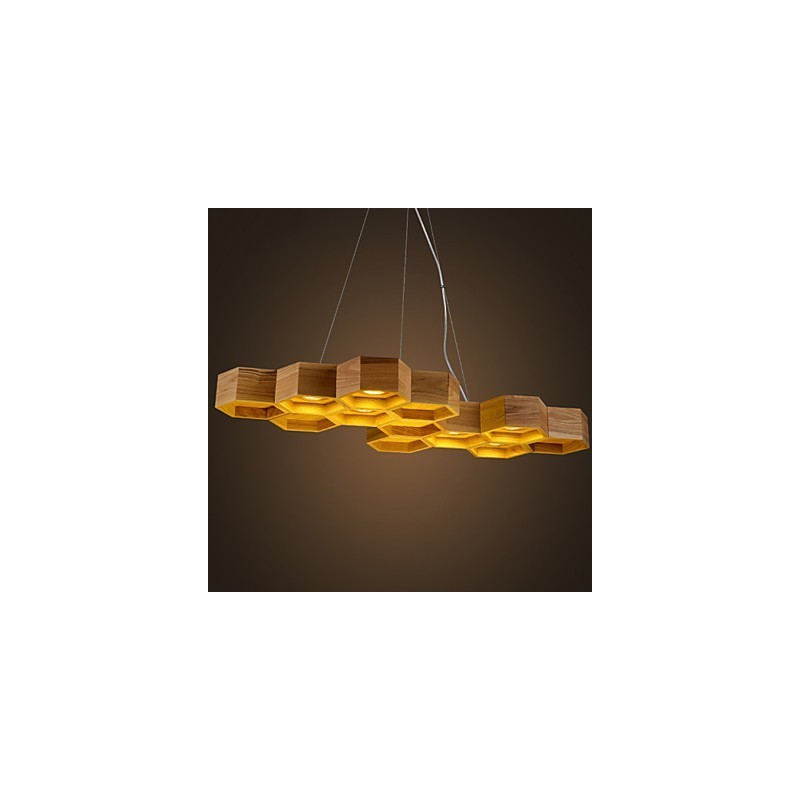 Designer Art Individuality Chandelier Simple Honeycomb Wood Lamps