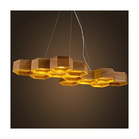Designer Art Individuality Chandelier Simple Honeycomb Wood Lamps