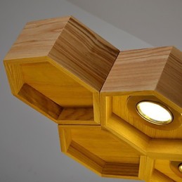 Designer Art Individuality Chandelier Simple Honeycomb Wood Lamps