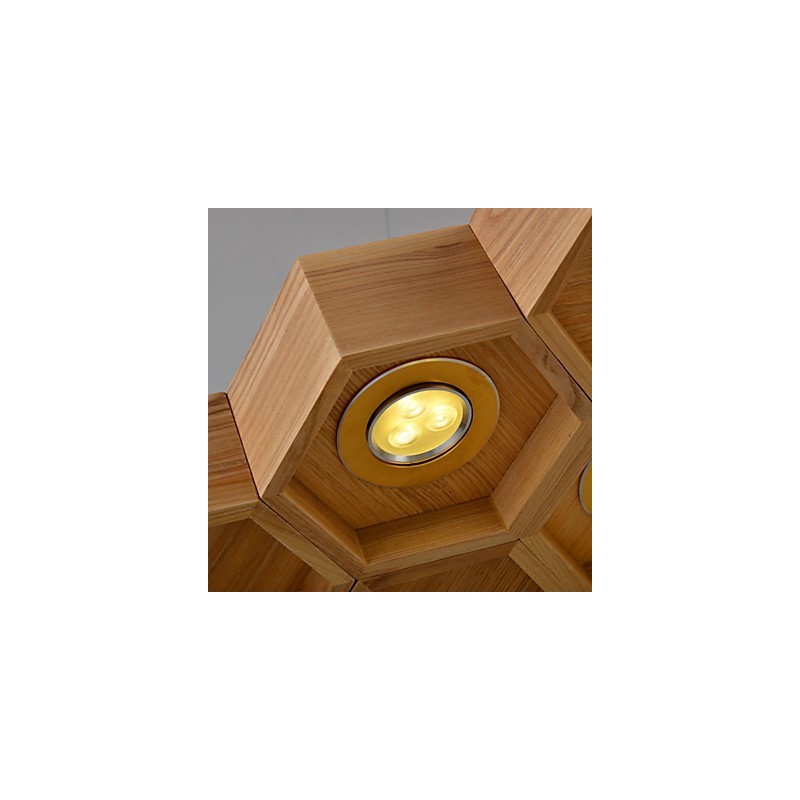 Designer Art Individuality Chandelier Simple Honeycomb Wood Lamps
