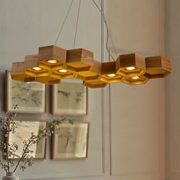 Designer Art Individuality Chandelier Simple Honeycomb Wood Lamps