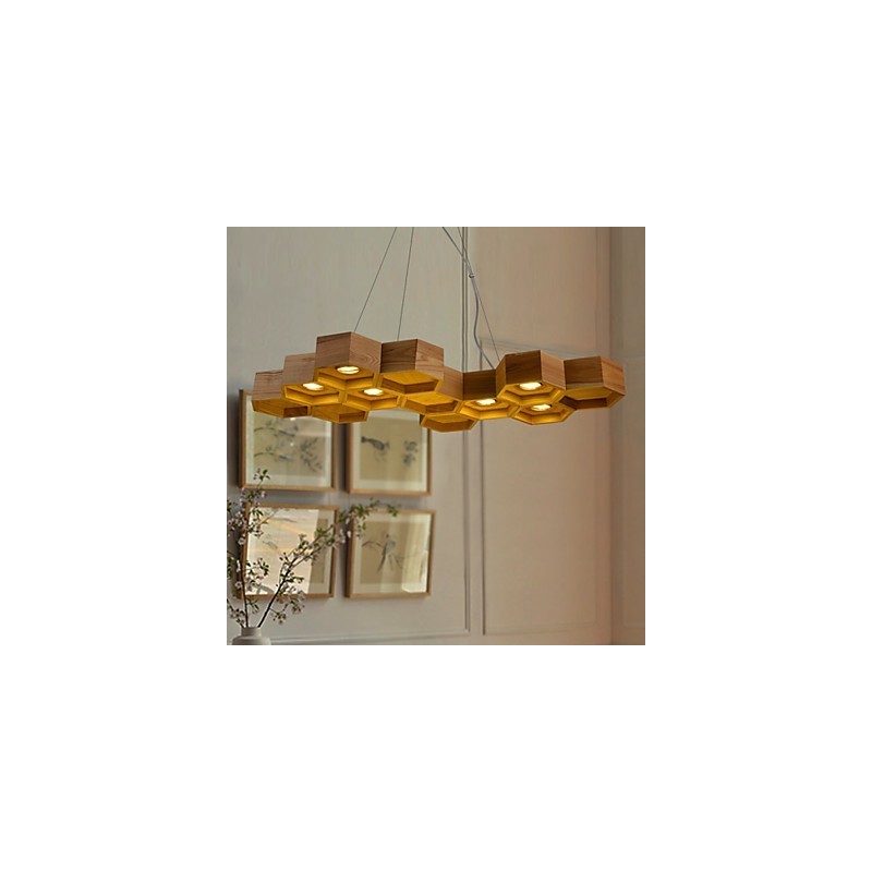 Designer Art Individuality Chandelier Simple Honeycomb Wood Lamps